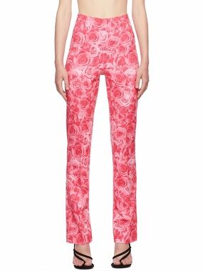 Saks Potts LISSI Pants Size 2 Sexy Rose Print Pink Red Floral Spring Designer